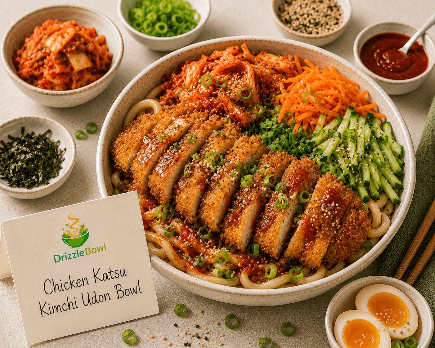 Chicken Katsu Kimchi Udon Bowl
