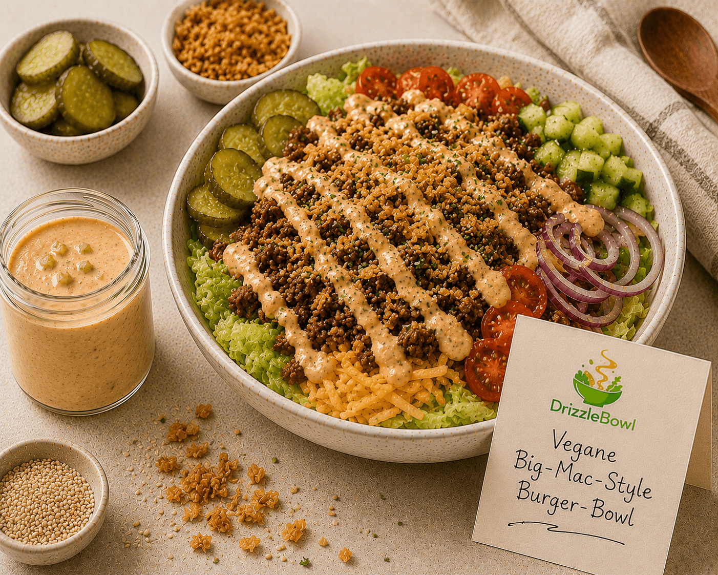 Vegane Big-Mac-Style Burger Bowl