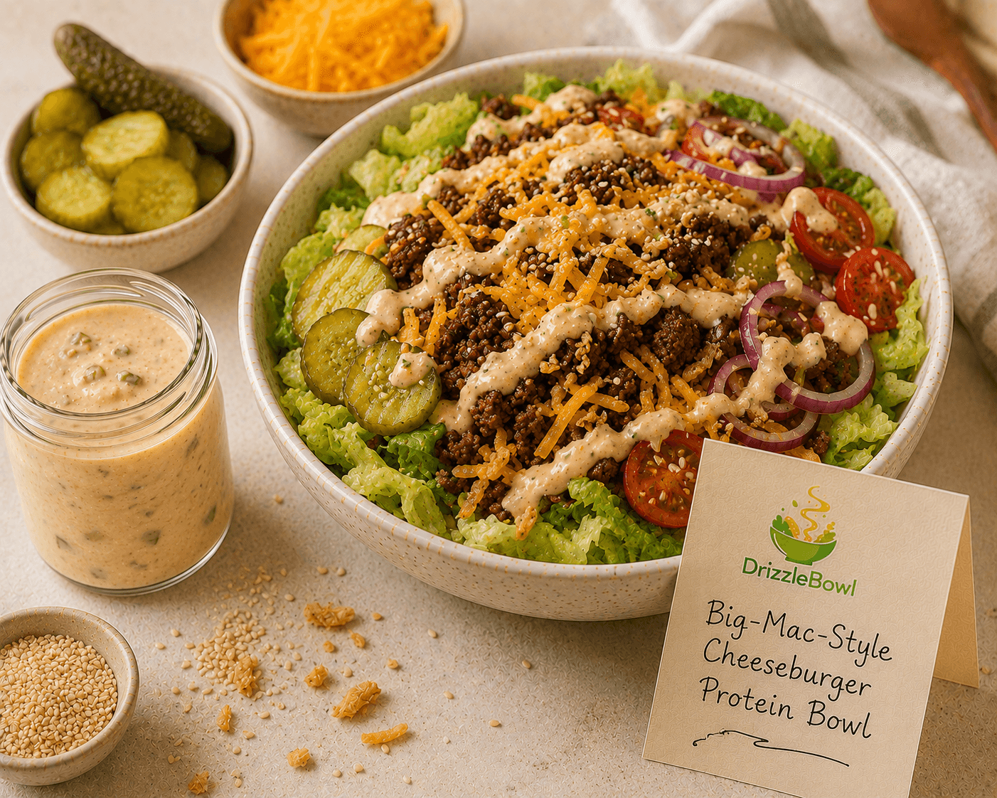 Big-Mac-Style Cheeseburger Protein Bowl